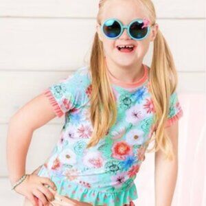 Matilda Jane Riding The Waves floral rash guard Top - Size 8